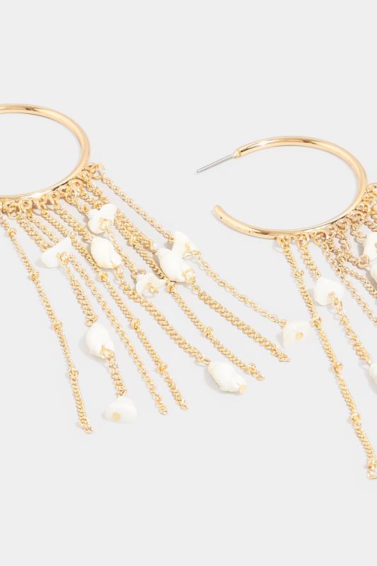 Gold Shell Tassel Drop Earrings | Yours Clothing  4