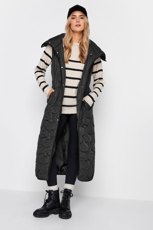 LTS Tall Black Funnel Neck Quilted Longline Gilet | Long Tall Sally 2