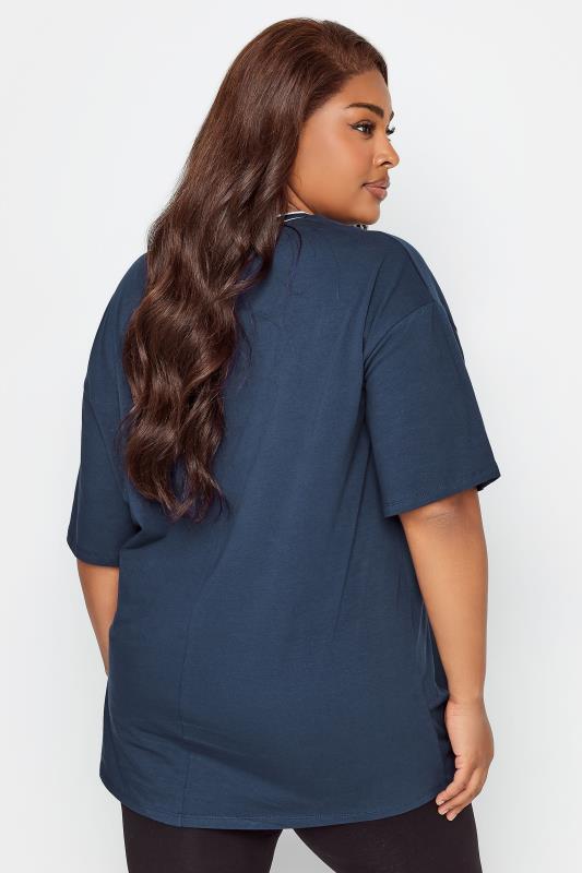 YOURS Plus Size Navy Blue 'Brooklyn New York' Slogan T-Shirt | Yours Clothing 3