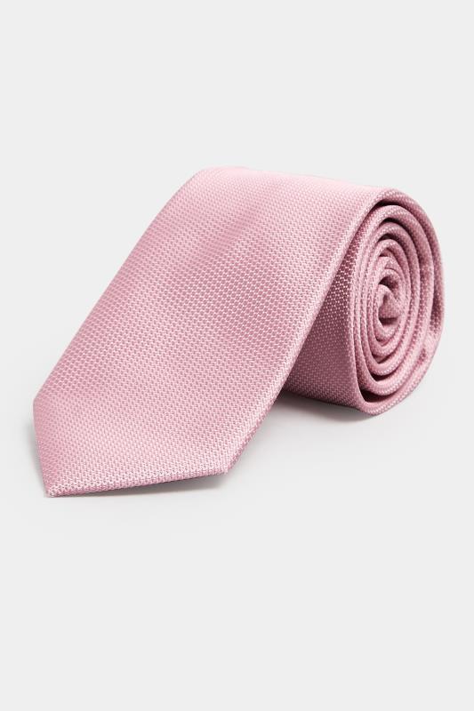  Grande Taille BadRhino Tailoring Pink Plain Textured Tie