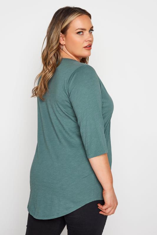 YOURS FOR GOOD Curve Sage Green Pintuck Henley Top_C.jpg