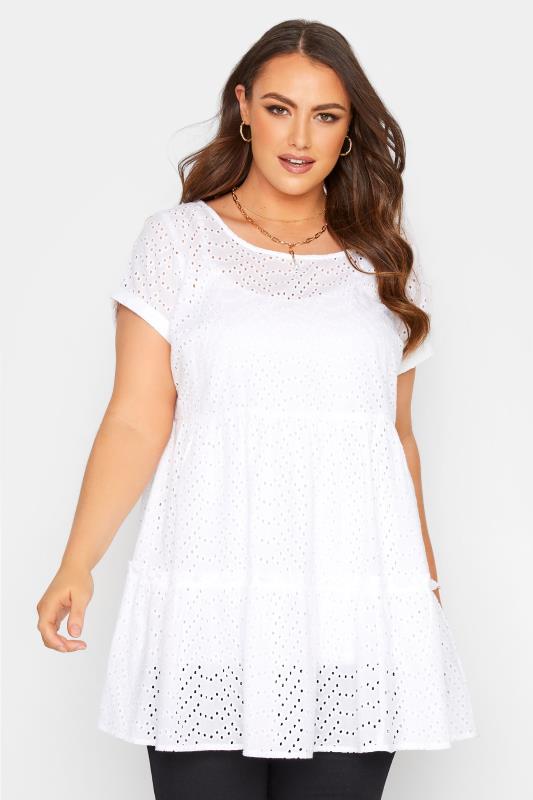 Curve White Broderie Anglaise Smock Tiered Tunic Top_A.jpg