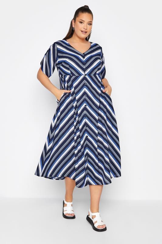LIMITED COLLECTION Curve Blue Stripe Tea Dress_A.jpg