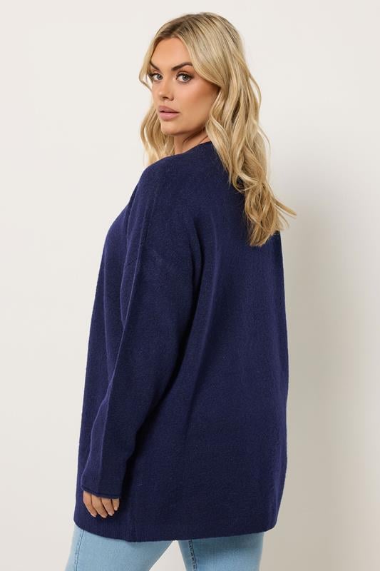YOURS Plus Size Navy Blue Soft Touch Knitted Cardigan | Yours Clothing 2