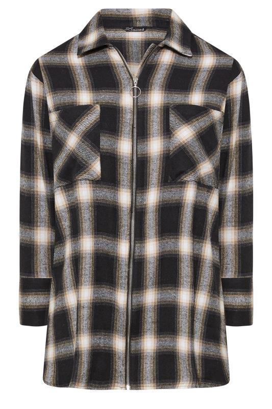 LIMITED COLLECTION Curve Black Check Zip Shacket | Yours Clothing 6
