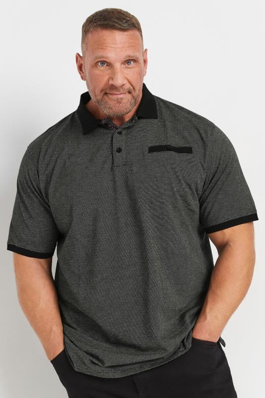 KAM Black Dobby Pique Polo Shirt | BadRhino 1