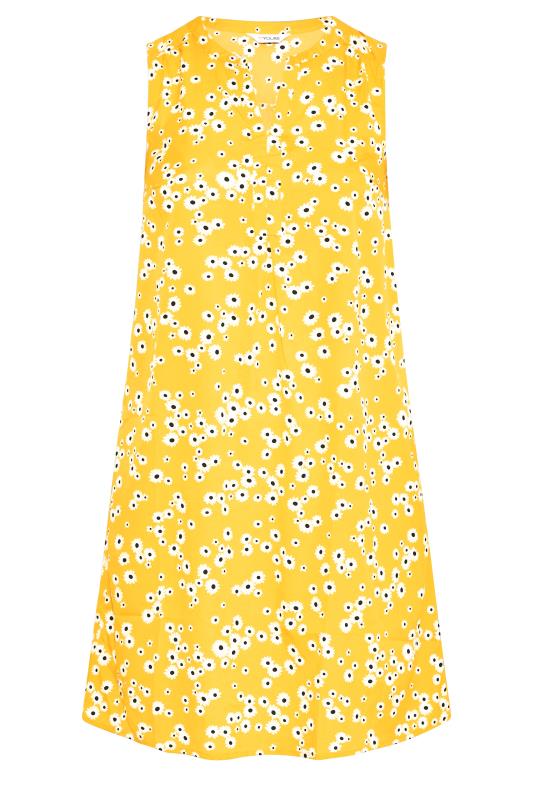 Plus Size Yellow Daisy Print Sleeveless Shirt Dress | Yours Clothing 6
