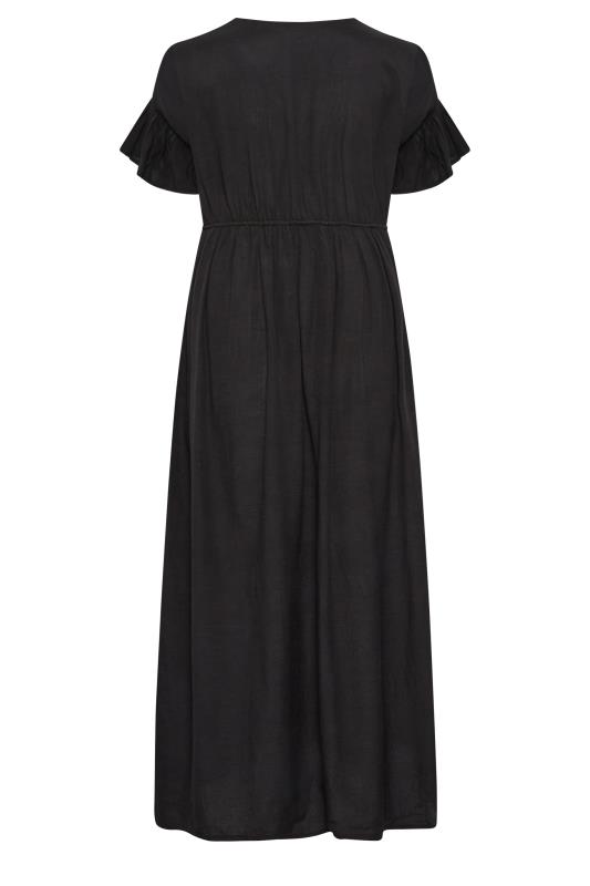LIMITED COLLECTION Plus Size Black Frill Sleeve Cotton Maxi Dress | Yours Clothing 8