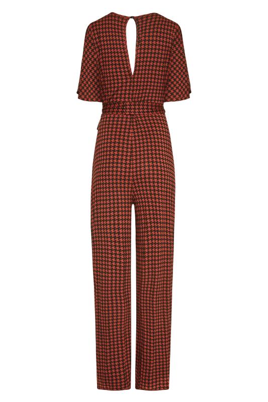 LTS Tall Rust Orange Dogtooth Check Jumpsuit 7