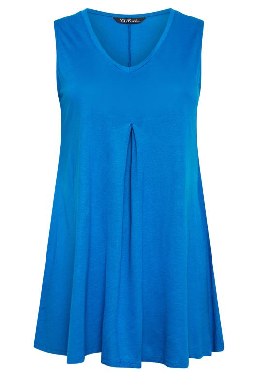 YOURS Plus Size Blue V-Neck Swing Vest Top | Yours Clothing 5