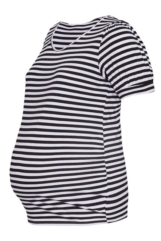BUMP IT UP MATERNITY Plus Size Black Stripe Puff Sleeve T-Shirt | Yours Clothing  6