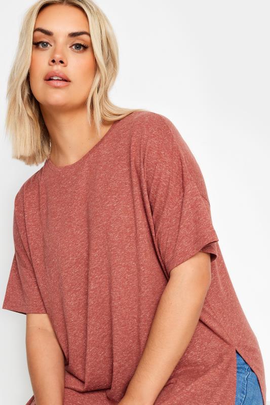 YOURS Plus Size Rust Orange Oversized Linen T-Shirt | Yours Clothing 4