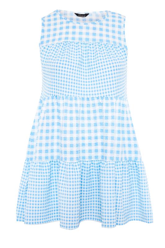 LIMITED COLLECTION Curve Blue Contrast Gingham Tiered Vest Top 8