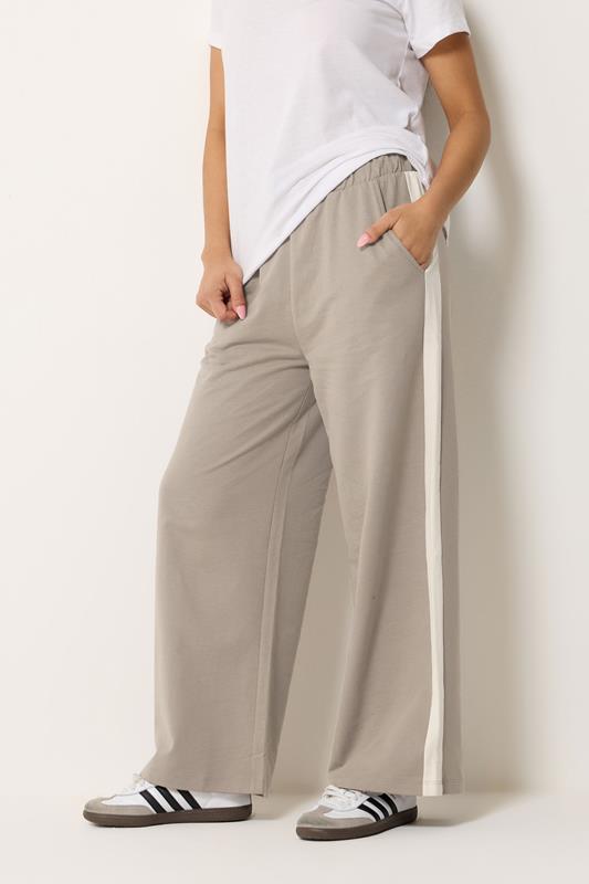 M&Co Petite Mocha Brown Ivory White Stripe Cotton Joggers | M&Co 1