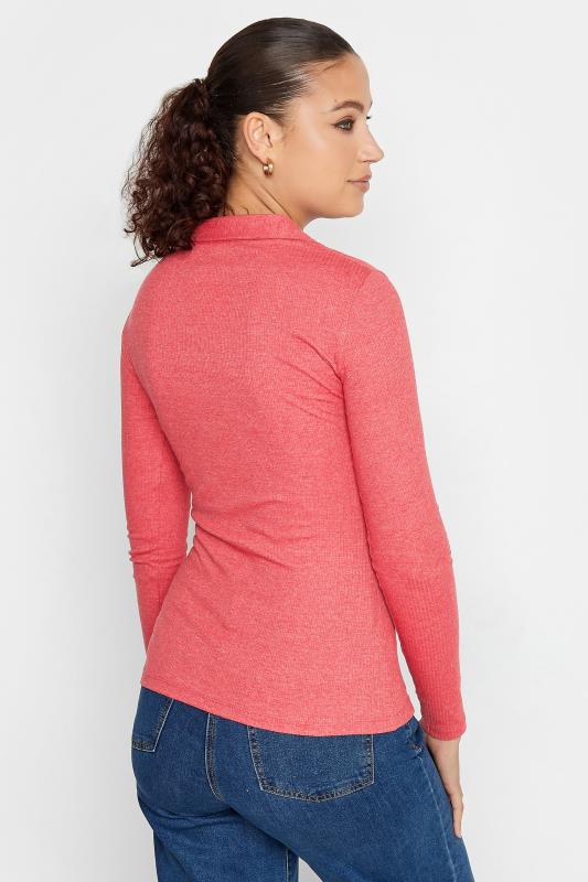 LTS Tall Women's Pink Ribbed Polo Top | Long Tall Sally 4