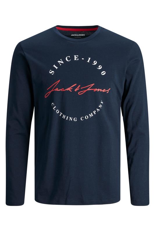 JACK & JONES Navy Herro Long Sleeve T-Shirt_F.jpg