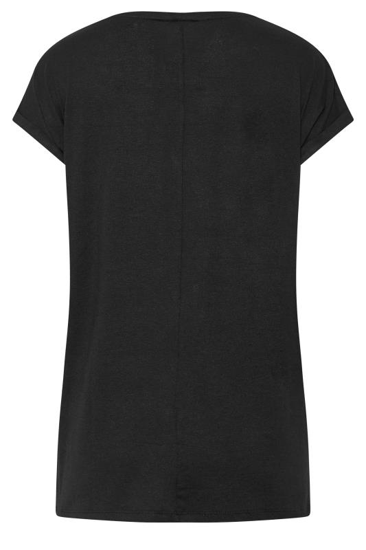 LTS Tall Women's Black Crochet Sleeve Detail T-Shirt | Long Tall Sally 7