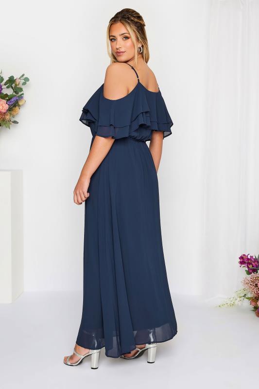 YOURS LONDON Plus Size Navy Blue Bardot Ruffle Maxi Dress | Yours Clothing 3