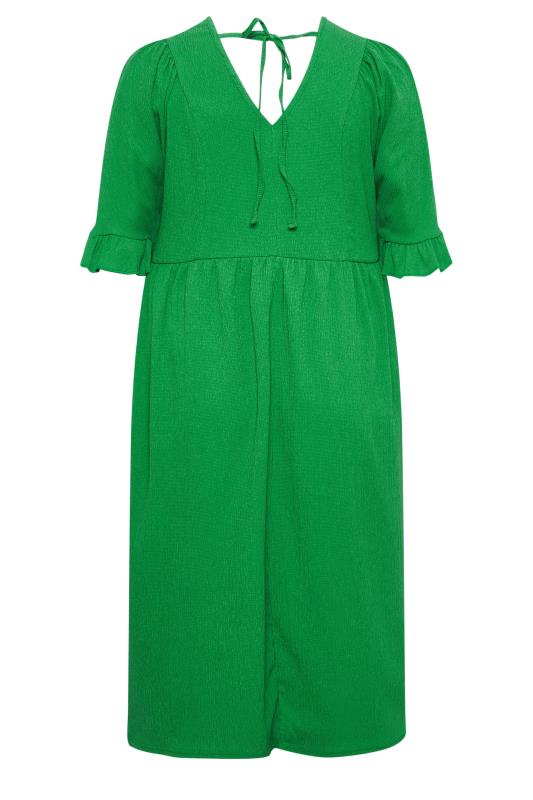 YOURS Plus Size Green Textured Smock Midi Dress | Yours Clothing 8