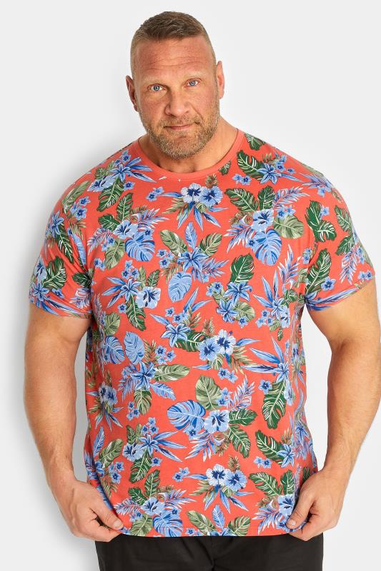 Men's  BadRhino Big & Tall Red Tropical Print T-Shirt