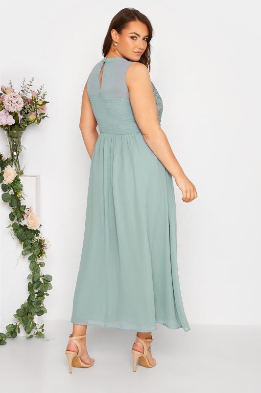 YOURS LONDON Curve Ice Blue Lace Front Chiffon Maxi Bridesmaid Dress 3
