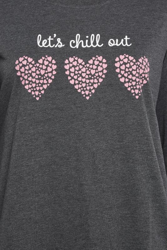 YOURS Curve Grey 'Let's Chill Out' Heart Print Lounge Set | Yours Clothing 5