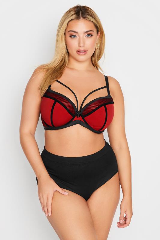 Red Fishnet Padded Underwired Bra | Yours Clothing 2