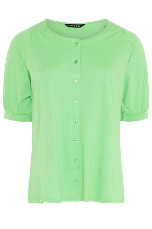 EVANS Plus Size Green Short Sleeve Cotton Top | Evans 5