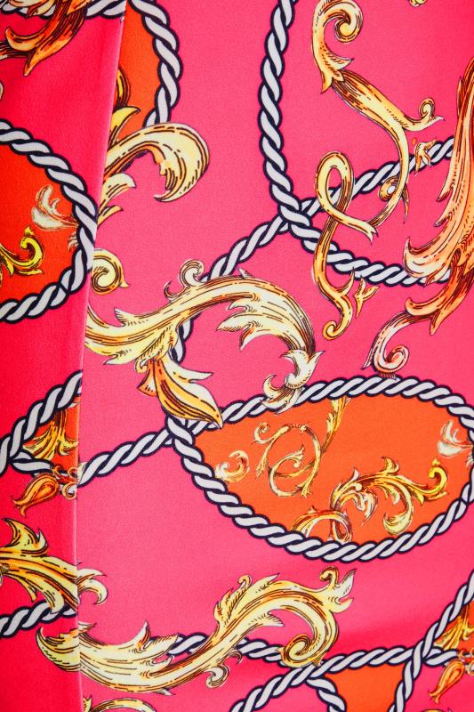 Petite Hot Pink Scarf Print Bandeau Midi Dress | PixieGirl 5