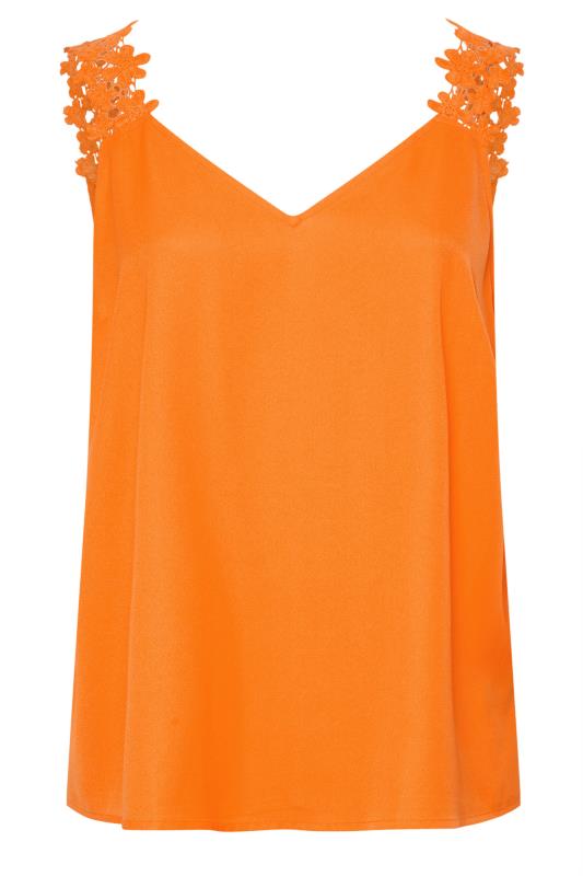 YOURS Plus Size Orange Floral Trim Cami | Yours Clothing 5