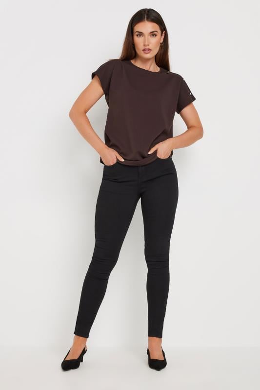 LTS Tall Brown Shoulder Button Detail Top | Long Tall Sally 3