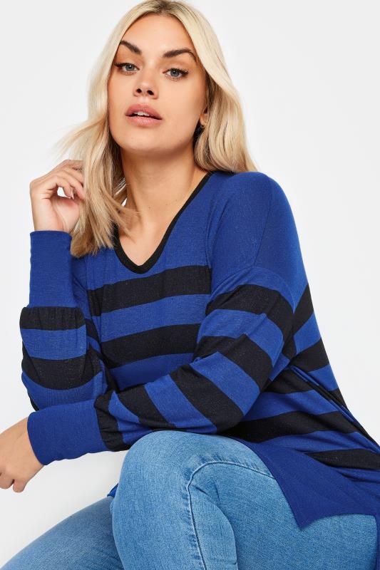 YOURS LUXURY Plus Size Blue Striped Top | Yours Clothing 4