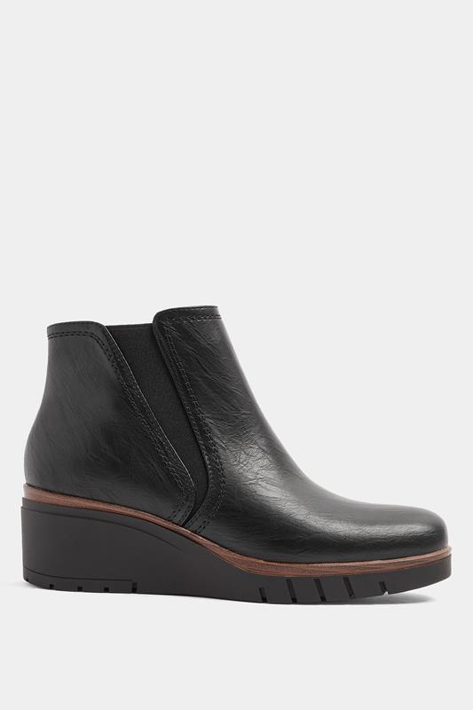 black wedge dress boots Yours Women's Elasticated Panel In Wide E & Extra Wide EEE Fit Size 7E Lining Knit
