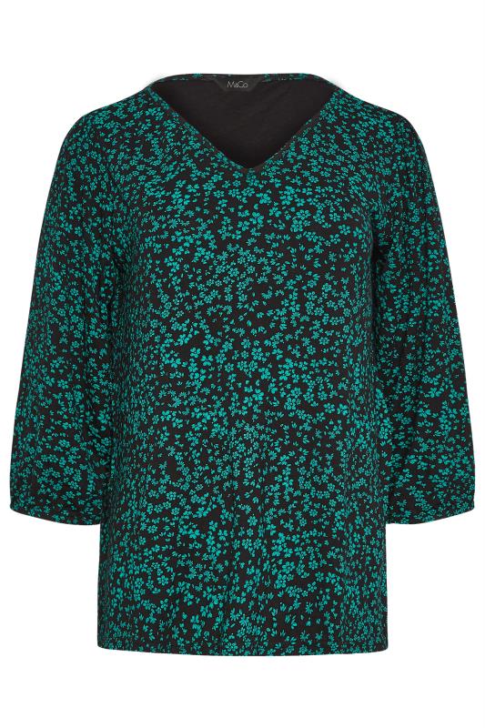 M&Co Petite Green Ditsy Floral Print Top | M&Co 5