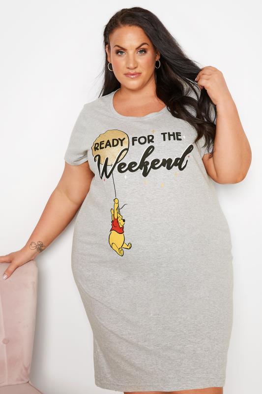 DISNEY Plus Size Grey Winnie The Pooh Balloon Nightdress | Yours Clothing 3