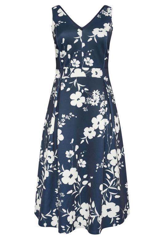 YOURS LONDON Plus Size Navy Blue Floral Pleat Dress | Yours Clothing 5