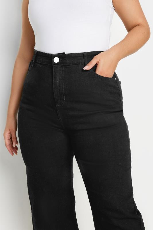 Plus Size Black Stretch Wide Leg Cropped Jeans | Yours Clothing 4