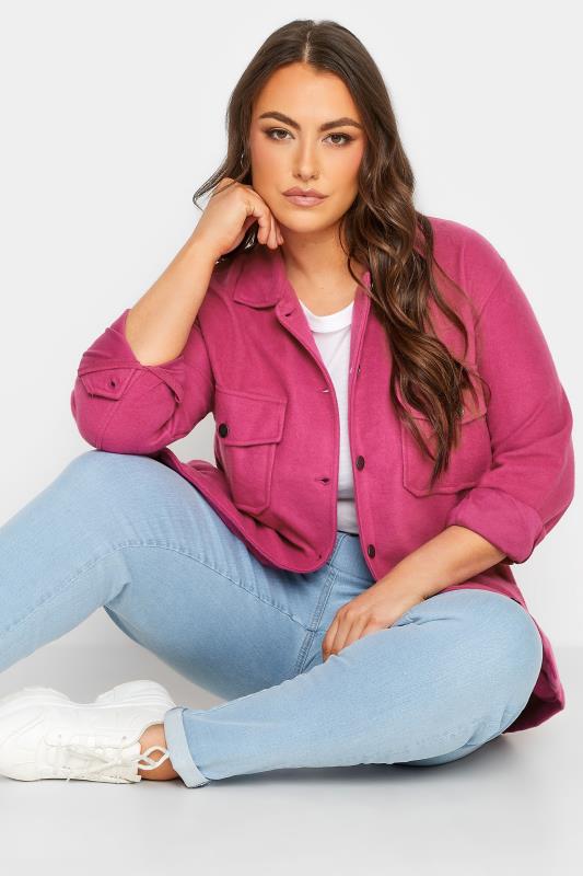 Plus Size  YOURS Curve Hot Pink Midi Shacket