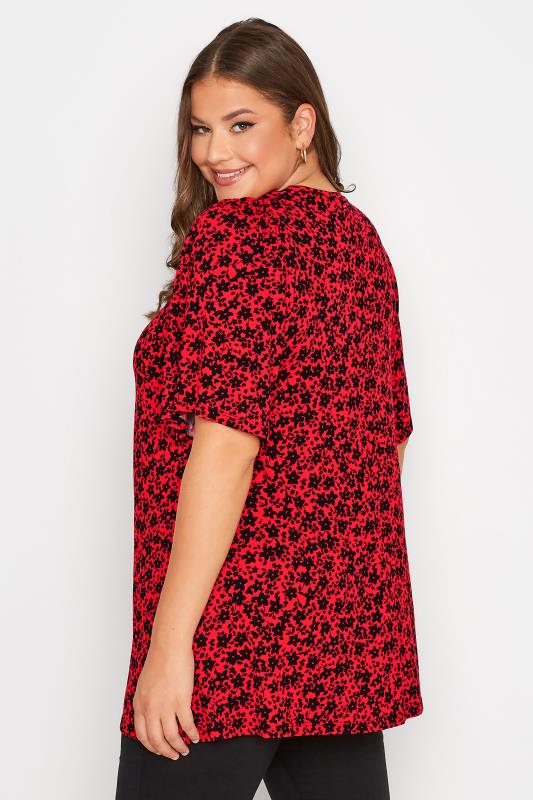 Curve Red Floral Pleated Swing Top 3