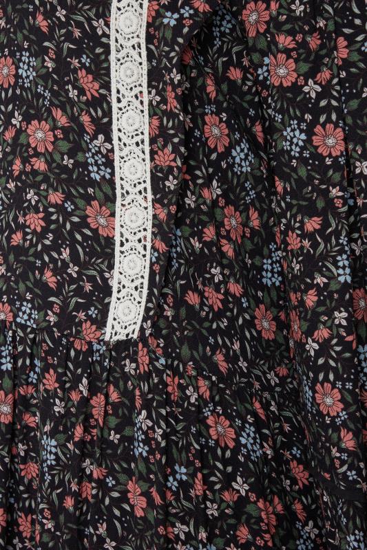 M&Co Black Floral Print Crochet Trim Midaxi Dress | M&Co 6