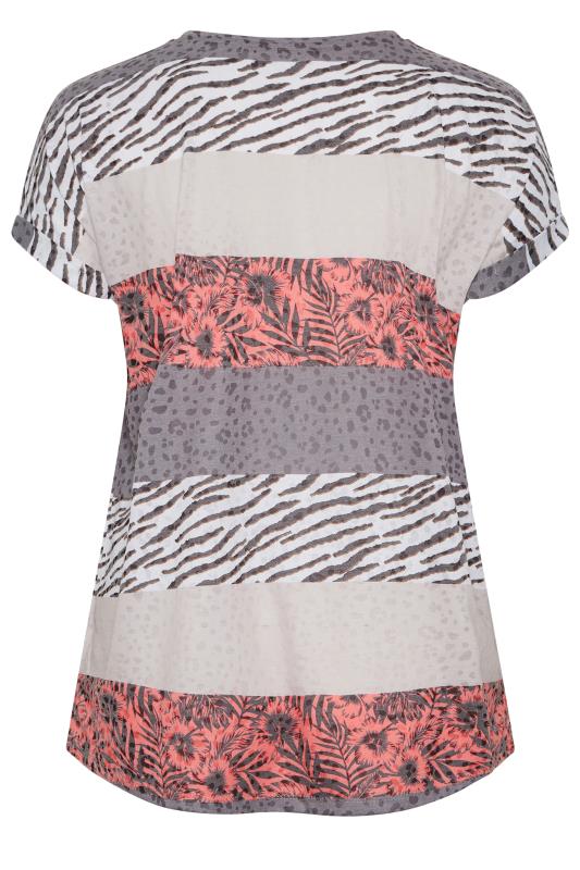 YOURS Curve Beige Brown Stripe Animal Print T-Shirt | Yours Clothing  7