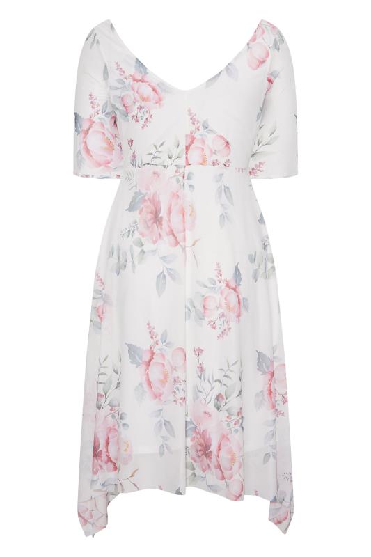 YOURS LONDON Plus Size White Floral Cowl Dress | Yours Clothing 7