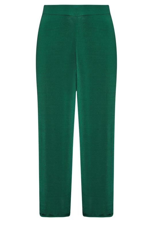 YOURS LONDON Plus Size Emerald Green Slinky Wide Leg Trousers | Yours Clothing 5
