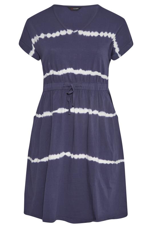Plus Size Navy Blue Tie Dye Cotton T-Shirt Dress | Yours Clothing 6
