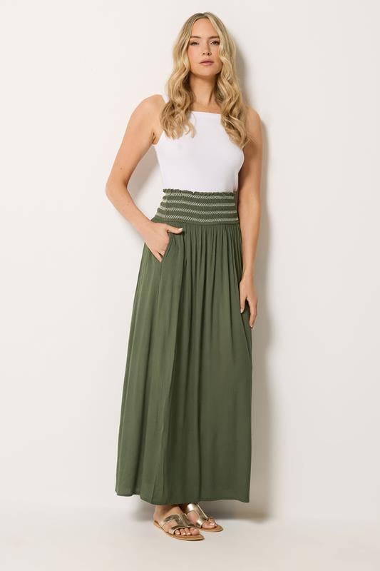 LTS Tall Women's Olive Green Embroidered Waist Maxi Skirt | Long Tall Sally 2
