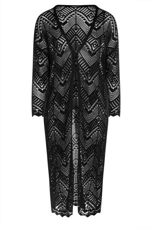 YOURS Plus Size Black Maxi Crochet Cardigan | Yours Clothing 5