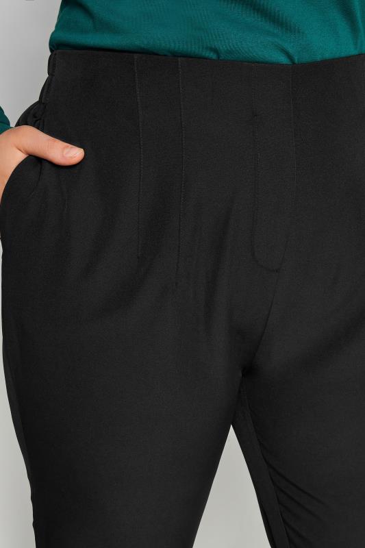 YOURS Plus Size Black Darted Waist Tapered Trousers | Yours Clothing 4