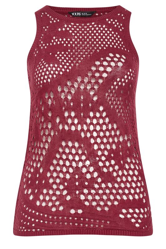 YOURS Plus Size Burgundy Red Knitted Stitch Detail Vest Top | Yours Clothing 6