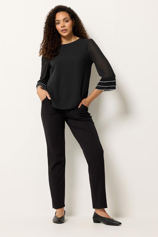 M&Co Black Frill Sleeve Blouse | M&Co 1