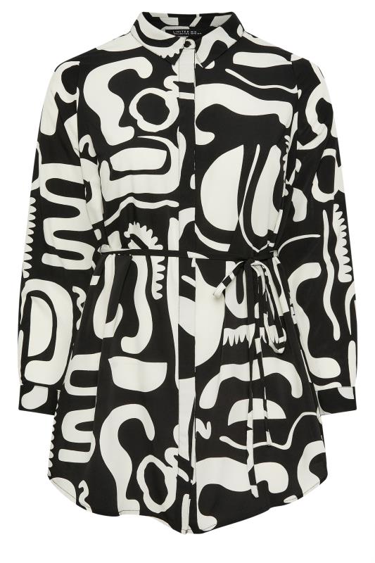YOURS Plus Size Black Abstract Print Longline Shirt | Yours Clothing 5